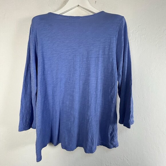 Habitat Womens Blue 3/4 Sleeve Tunic Top W/ Knot Detail Large 100% Cotton Casual - Picture 2 of 9